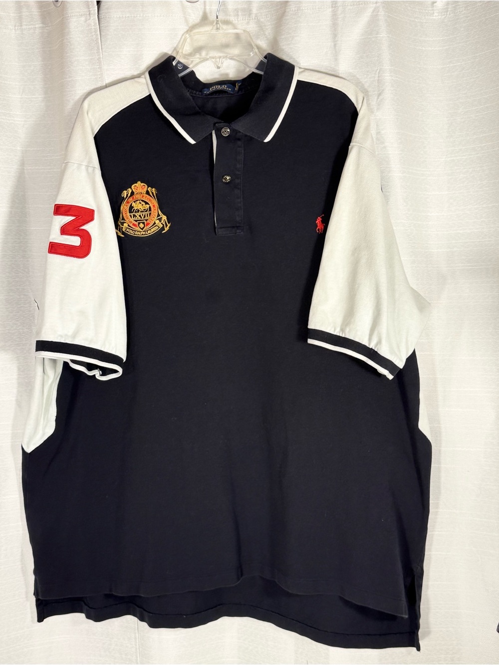 Polo Ralph Lauren Black & White Rugby Polo with Crest size 3XLT